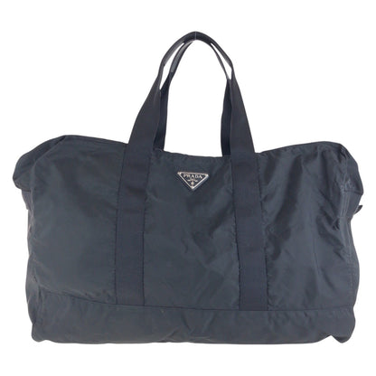 PRADA Boston Duffel bag Nylon Black SilverMetal Boston Duffel bag unisex Test Triangle With logo mens Used Authentic