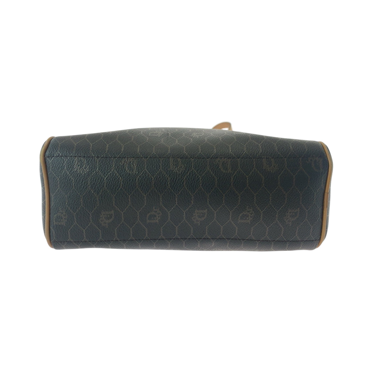 Dior Shoulder Bag PVC Brown Gold Metal Shoulder Bag pochette Honeycomb Pattern Women Used Authentic