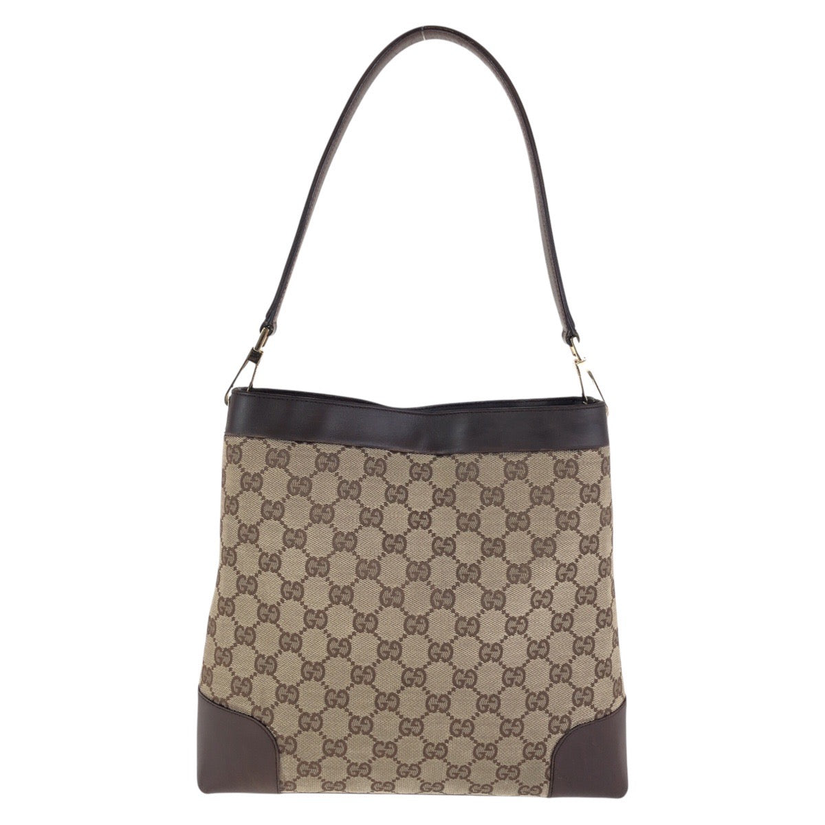 GUCCI Shoulder Bag 001 4231 GG canvas, leather Brown Gold Metal Women Used Authentic