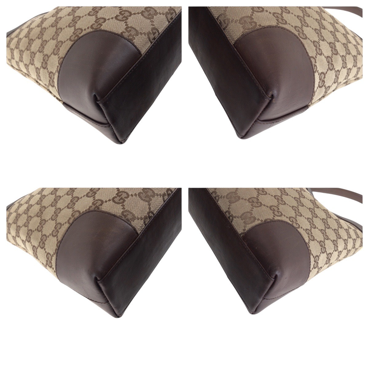 GUCCI Shoulder Bag 001 4231 GG canvas, leather Brown Gold Metal Women Used Authentic