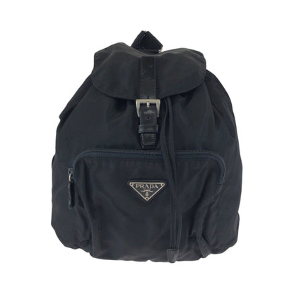 PRADA Backpack BZ5827 Nylon Black SilverMetal Backpack Backpack Test Triangle With logo Women Used Authentic