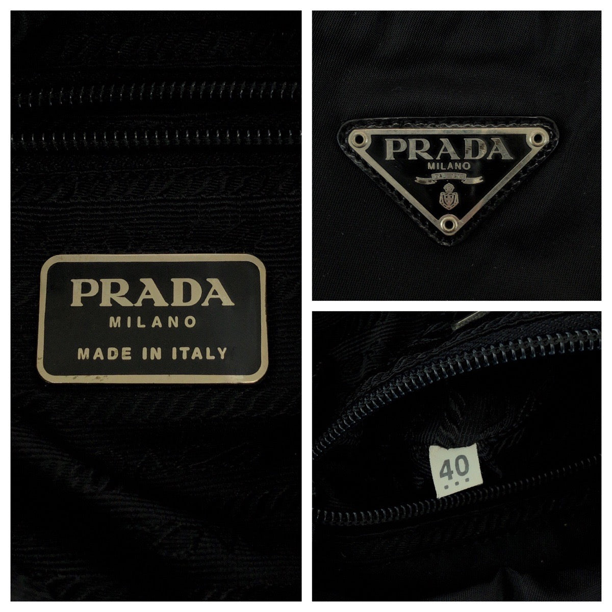 PRADA Backpack BZ5827 Nylon Black SilverMetal Backpack Backpack Test Triangle With logo Women Used Authentic