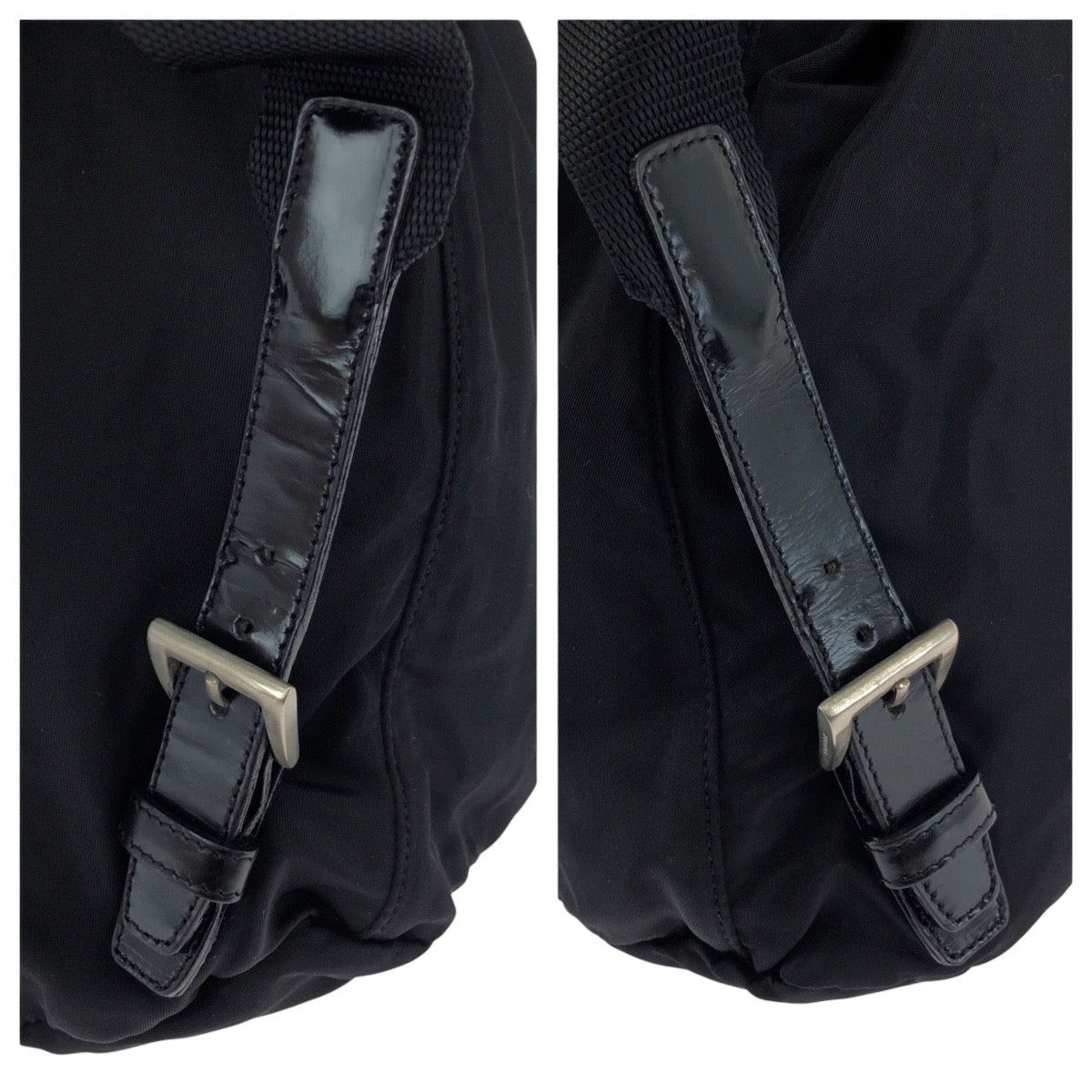 PRADA Backpack BZ5827 Nylon Black SilverMetal Backpack Backpack Test Triangle With logo Women Used Authentic