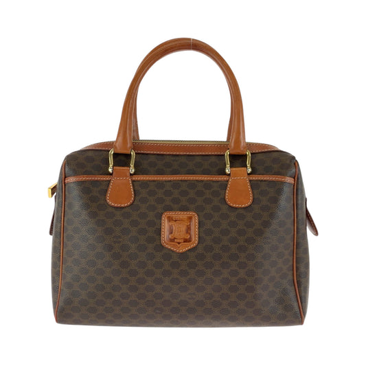 CELINE Handbag PVC Brown Gold Metal Handbag Macadam Women Used Authentic