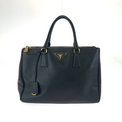 PRADA Handbag BN2274 leather Black GoldMetal Handbag Tote Bag Galleria Triangle With logo Women Used Authentic