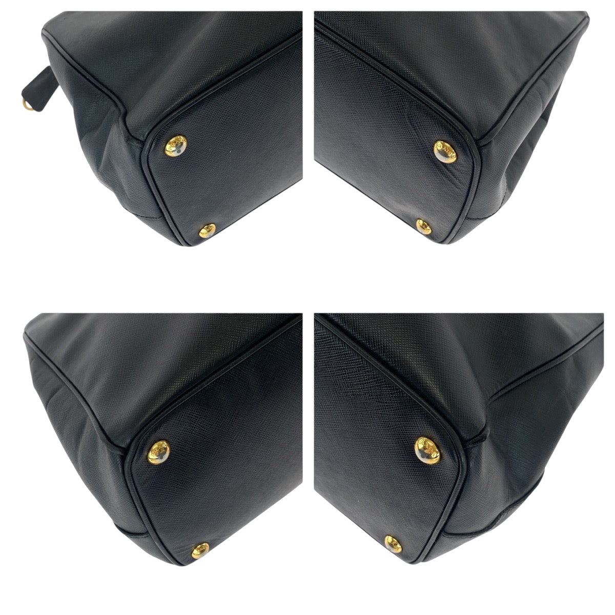 PRADA Handbag BN2274 leather Black GoldMetal Handbag Tote Bag Galleria Triangle With logo Women Used Authentic