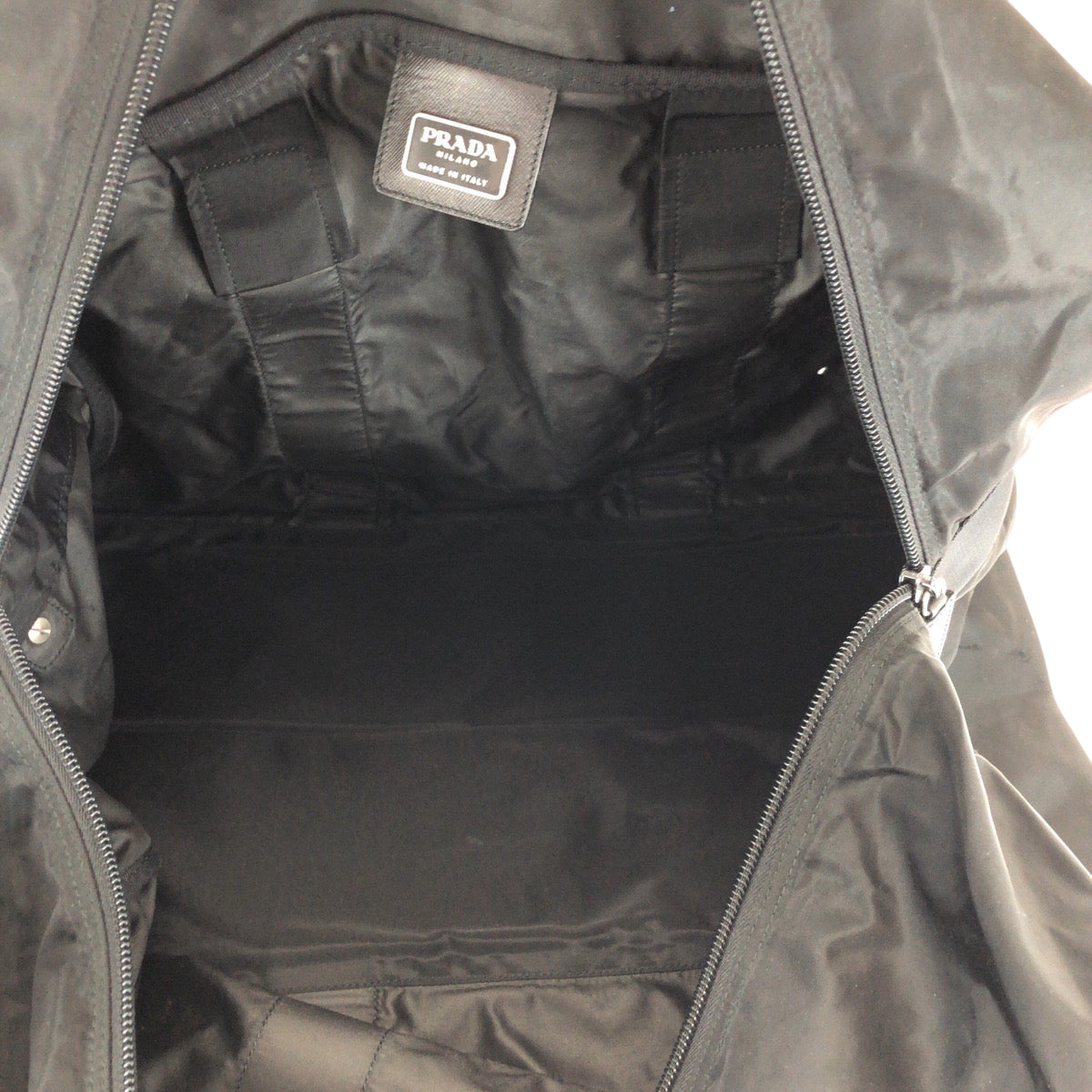 PRADA Boston Duffel bag Nylon Black SilverMetal Boston Duffel bag Handbag Test Triangle With logo mens Used Authentic