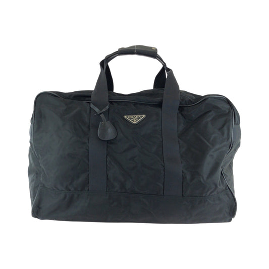 PRADA Boston Duffel bag Nylon Black SilverMetal Boston Duffel bag Handbag Test Triangle With logo mens Used Authentic