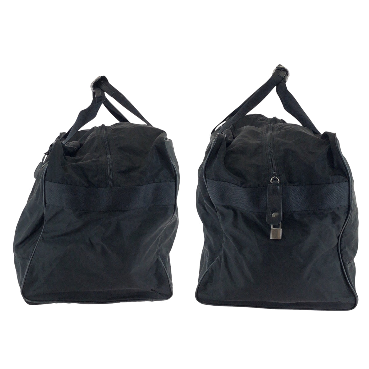 PRADA Boston Duffel bag Nylon Black SilverMetal Boston Duffel bag Handbag Test Triangle With logo mens Used Authentic
