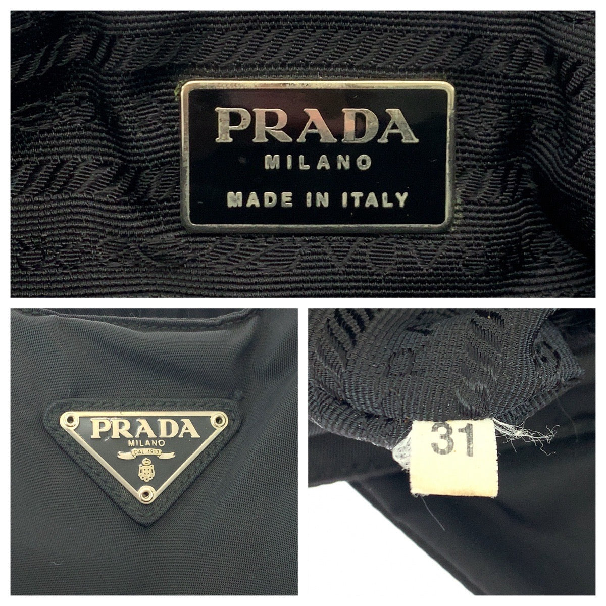 PRADA Tote Bag Nylon Black SilverMetal Tote Bag Handbag Shoulder Bag Test Triangle With logo Women Used Authentic