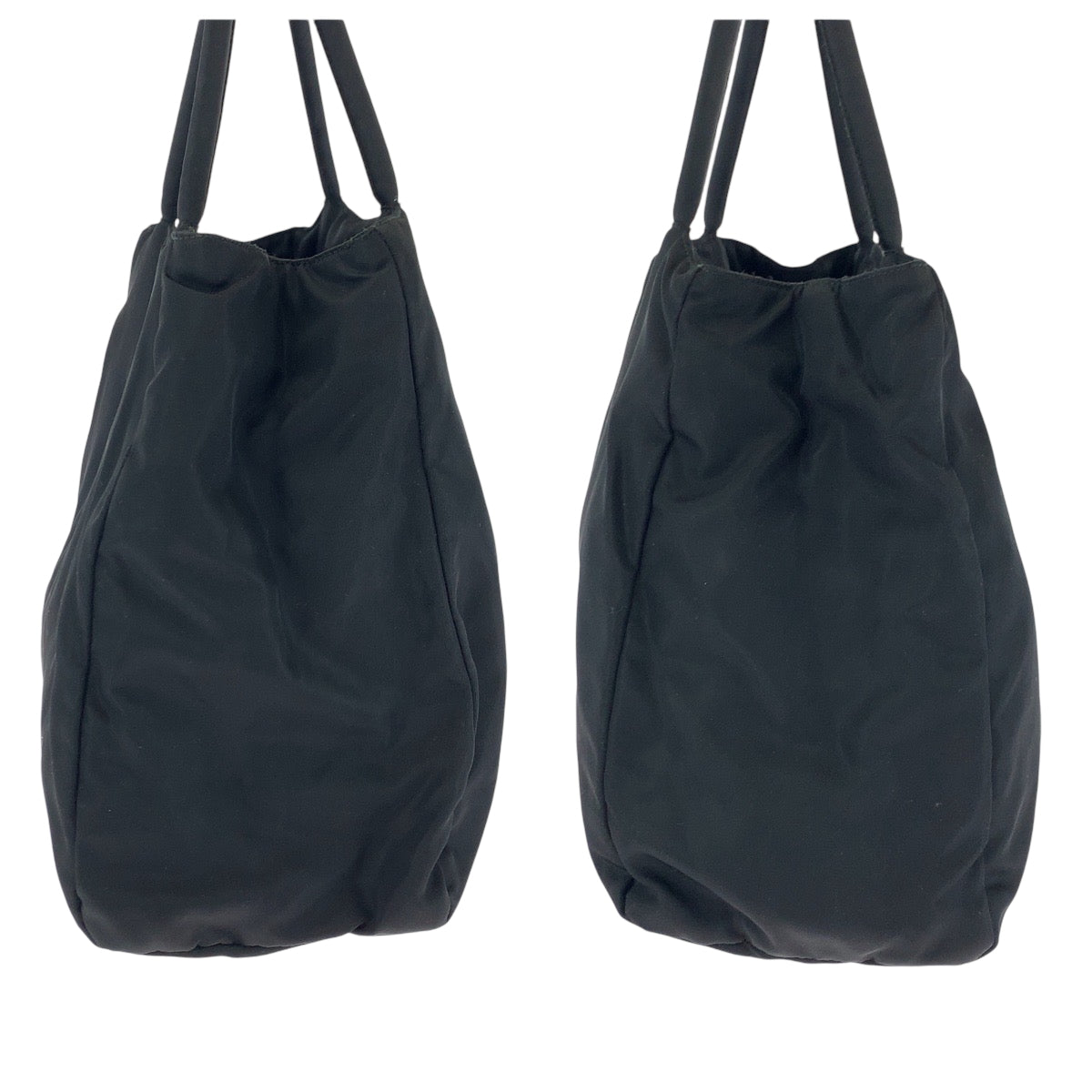 PRADA Tote Bag Nylon Black SilverMetal Tote Bag Handbag Shoulder Bag Test Triangle With logo Women Used Authentic
