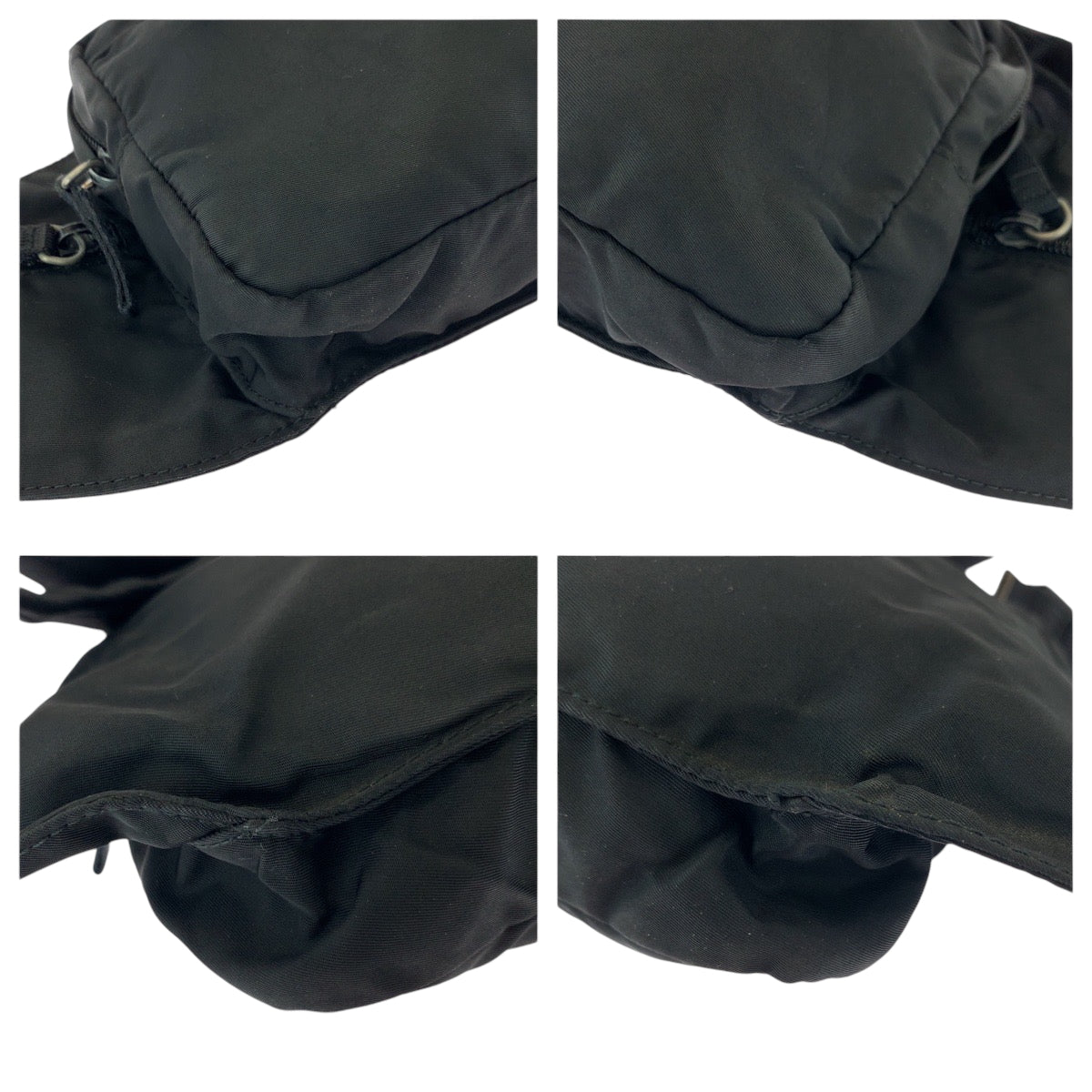 PRADA Waist bag V210 Nylon Black SilverMetal Waist Bag Bum Bag Test Triangle With logo mens Used Authentic