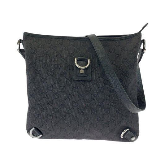 GUCCI Shoulder Bag 268642 GG canvas Black SilverMetal Shoulder Bag pochette Abbey Women Used Authentic