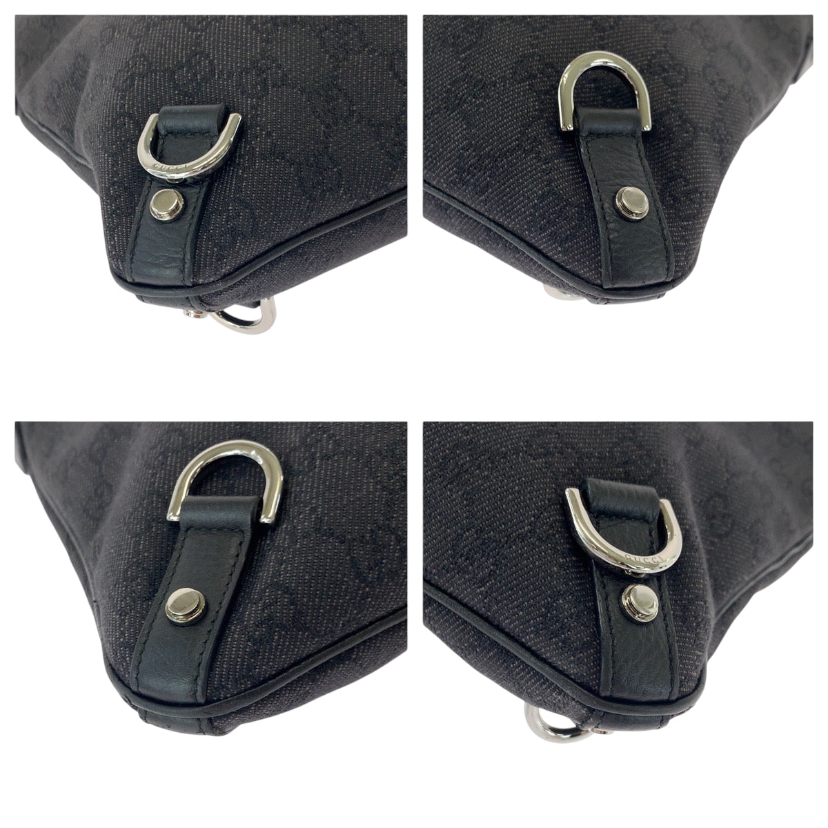 GUCCI Shoulder Bag 268642 GG canvas Black SilverMetal Shoulder Bag pochette Abbey Women Used Authentic