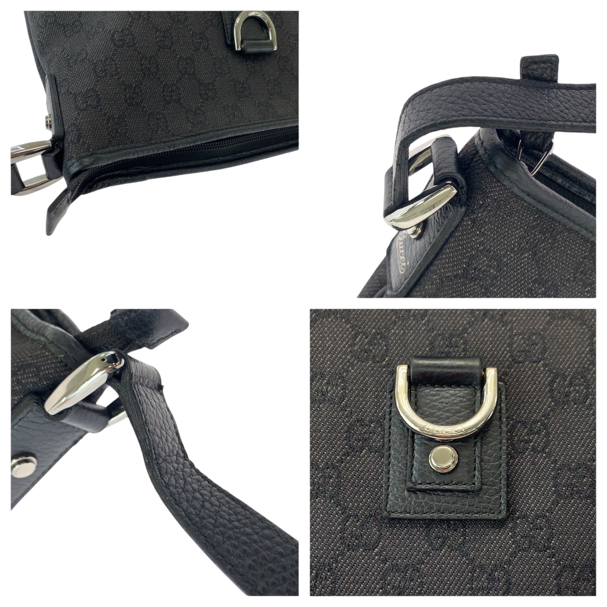 GUCCI Shoulder Bag 268642 GG canvas Black SilverMetal Shoulder Bag pochette Abbey Women Used Authentic