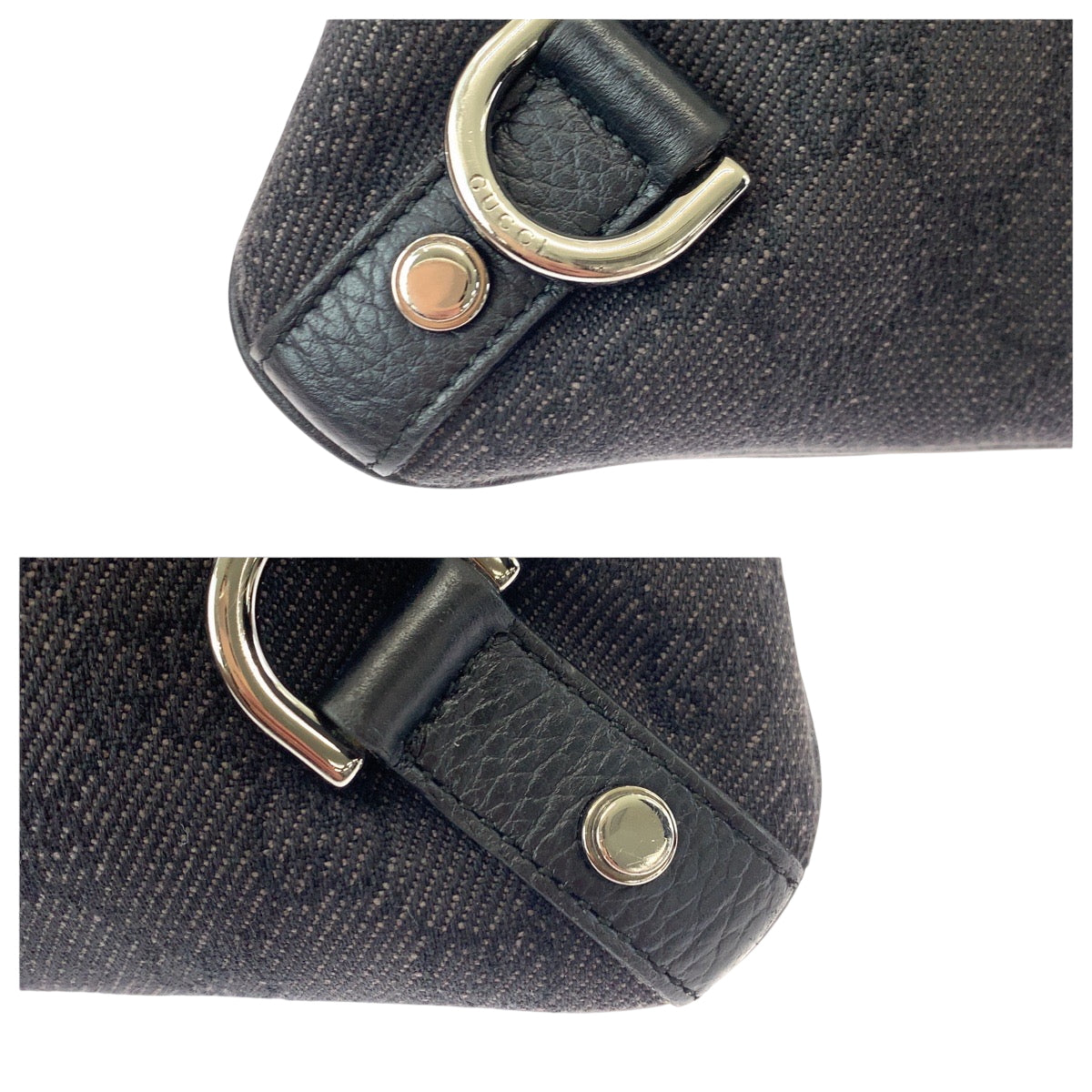 GUCCI Shoulder Bag 268642 GG canvas Black SilverMetal Shoulder Bag pochette Abbey Women Used Authentic