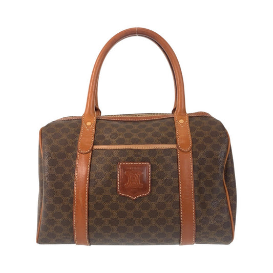 CELINE Handbag PVC, Leather Brown Gold Metal Handbags Mini Boston Duffel bag Macadam Macadam Women Used Authentic