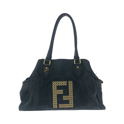 FENDI Tote Bag 2372 8BN162 Nubuck Black GoldMetal Tote Bag Shoulder Bag Etnico Punching studs Women Used Authentic