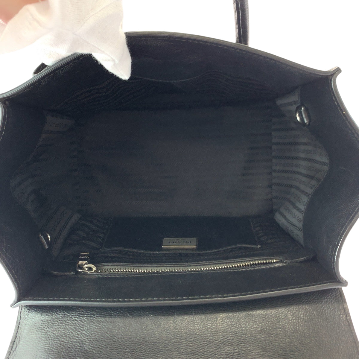 PRADA Handbag BN2665 leather Black SilverMetal Handbag Tote Bag Women Used Authentic