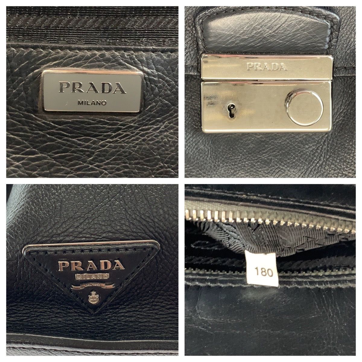 PRADA Handbag BN2665 leather Black SilverMetal Handbag Tote Bag Women Used Authentic
