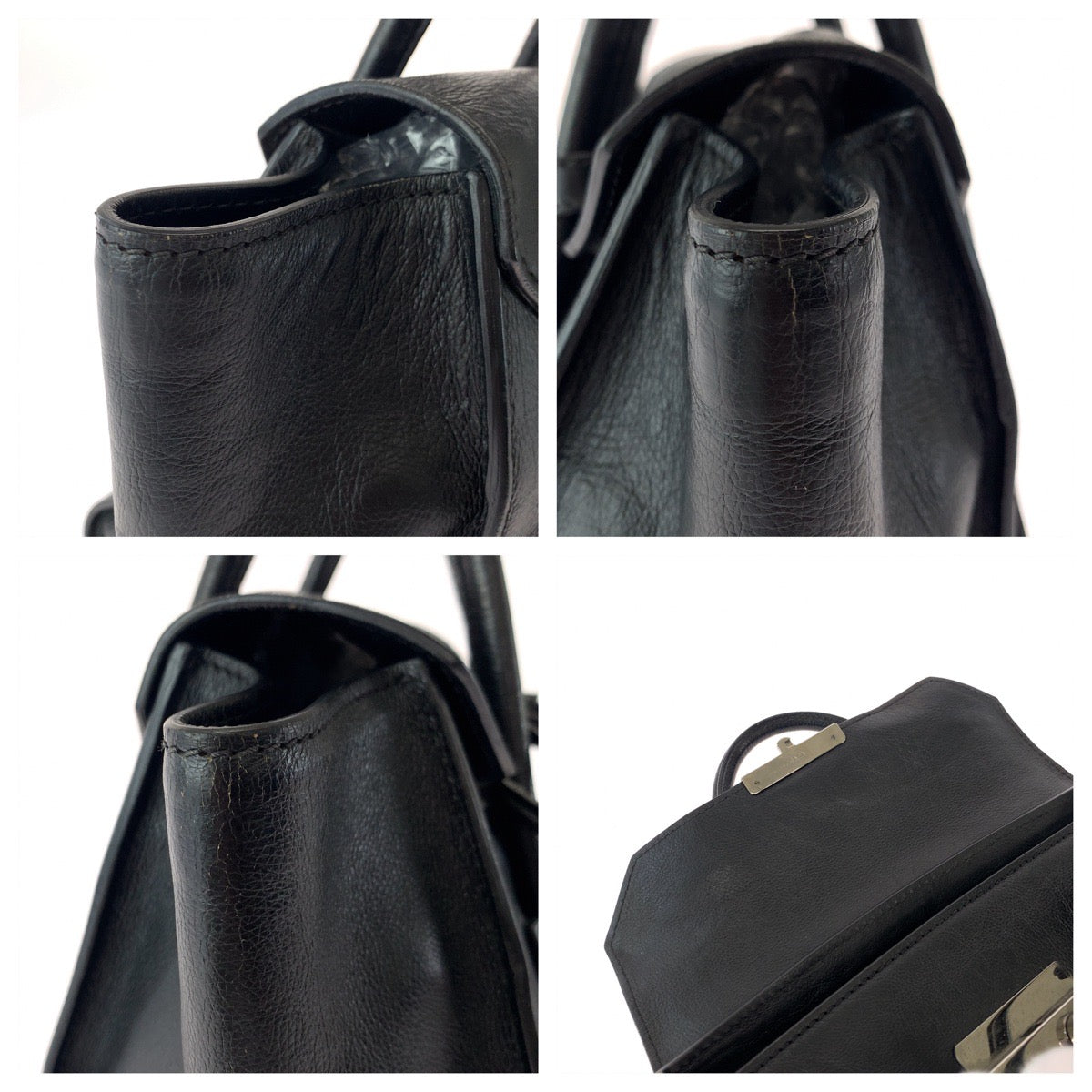 PRADA Handbag BN2665 leather Black SilverMetal Handbag Tote Bag Women Used Authentic