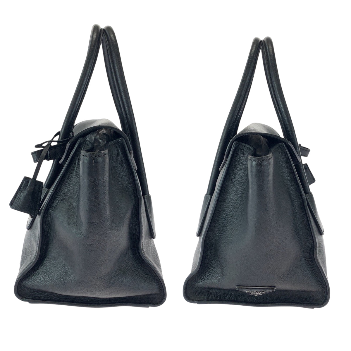 PRADA Handbag BN2665 leather Black SilverMetal Handbag Tote Bag Women Used Authentic