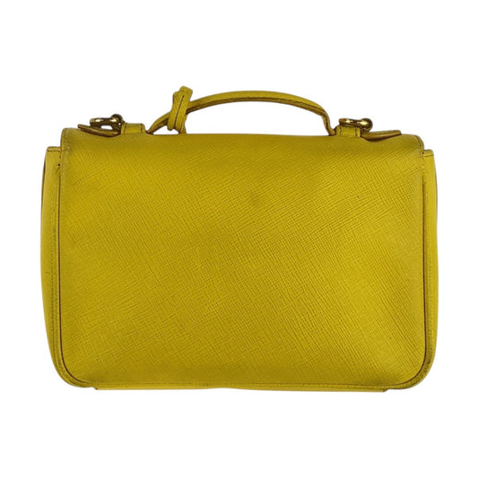 PRADA Shoulder Bag leather Yellow Gold Metal Shoulder Bag Handbag 2WAY Safiano Women Used Authentic