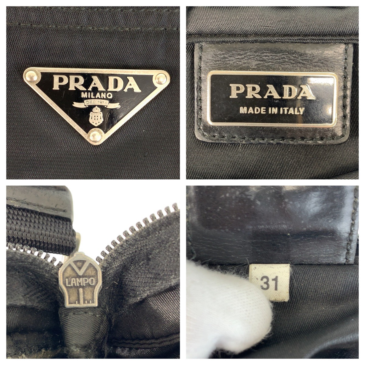 PRADA Shoulder Bag Nylon Black SilverMetal Shoulder Bag Messenger bag Test Triangle With logo Women Used Authentic