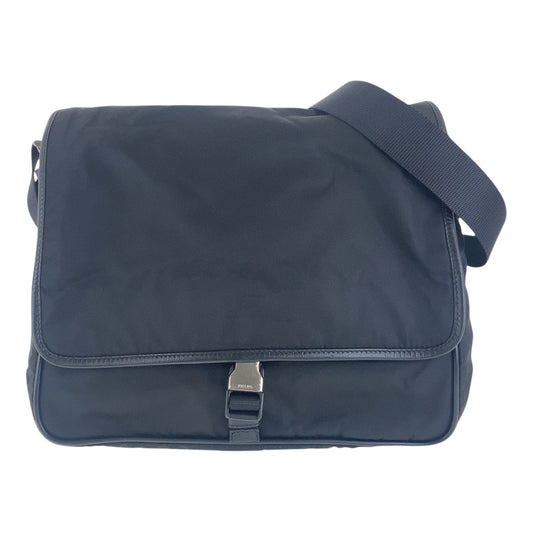 PRADA Shoulder Bag Nylon Black SilverMetal Crossbody Shoulder Bag Messenger Bag Unisex Test Triangle With logo mens Used Authentic