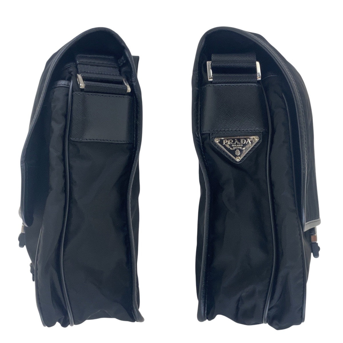 PRADA Shoulder Bag Nylon Black SilverMetal Crossbody Shoulder Bag Messenger Bag Unisex Test Triangle With logo mens Used Authentic