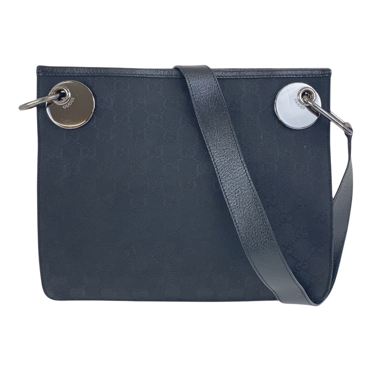 GUCCI Shoulder Bag 120841 GG canvas, leather Black SilverMetal Crossbody Shoulder Bag Women Used Authentic