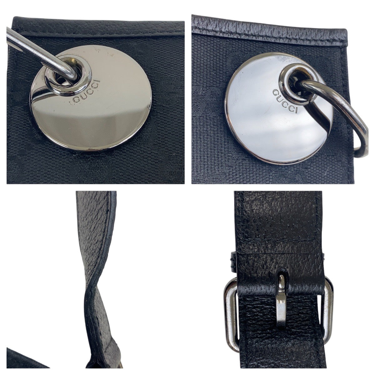 GUCCI Shoulder Bag 120841 GG canvas, leather Black SilverMetal Crossbody Shoulder Bag Women Used Authentic