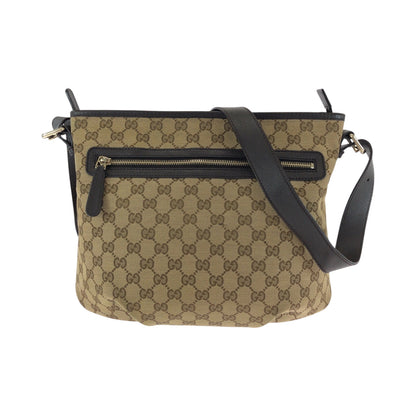 GUCCI Shoulder Bag 388930 GG canvas Dark Brown Gold Metal Shoulder Bag Crossbody Women Used Authentic