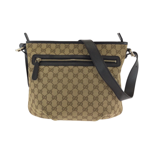 GUCCI Shoulder Bag 388930 GG canvas Dark Brown Gold Metal Shoulder Bag Crossbody Women Used Authentic