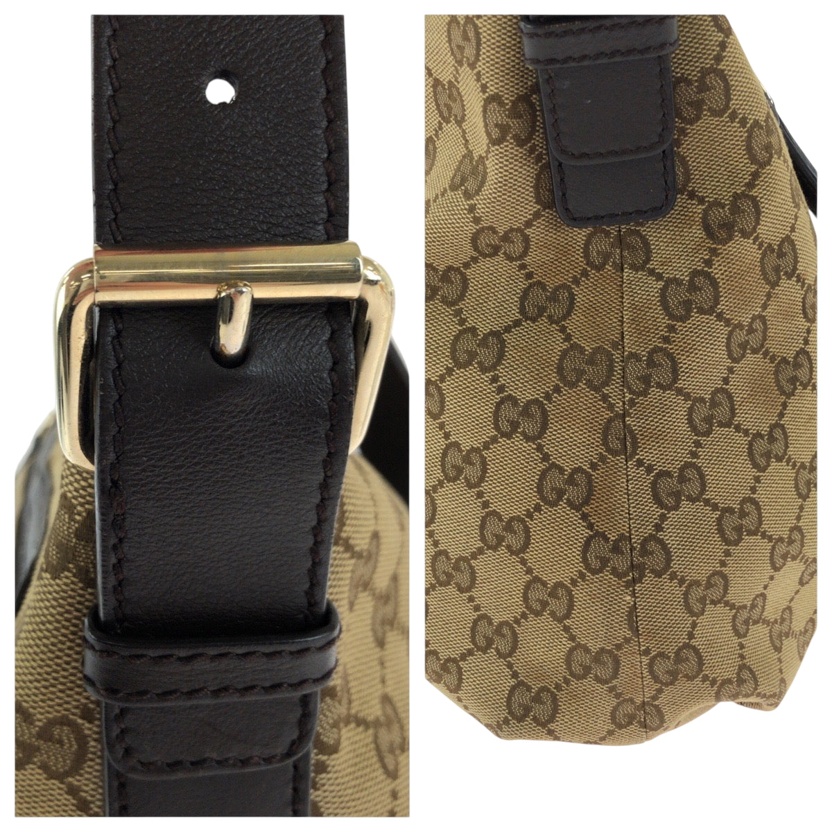GUCCI Shoulder Bag 388930 GG canvas Dark Brown Gold Metal Shoulder Bag Crossbody Women Used Authentic