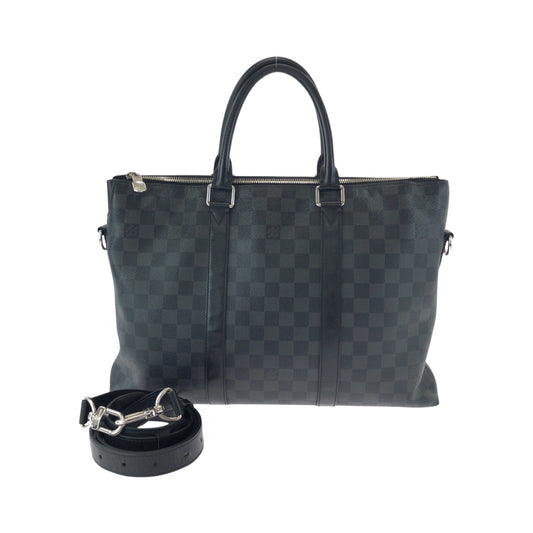 LOUIS VUITTON Business bag N40024 PVC Black Black Gray SilverMetal Shoulder Bag Business Bag 2way Damier Graphite Anton mens Used Authentic