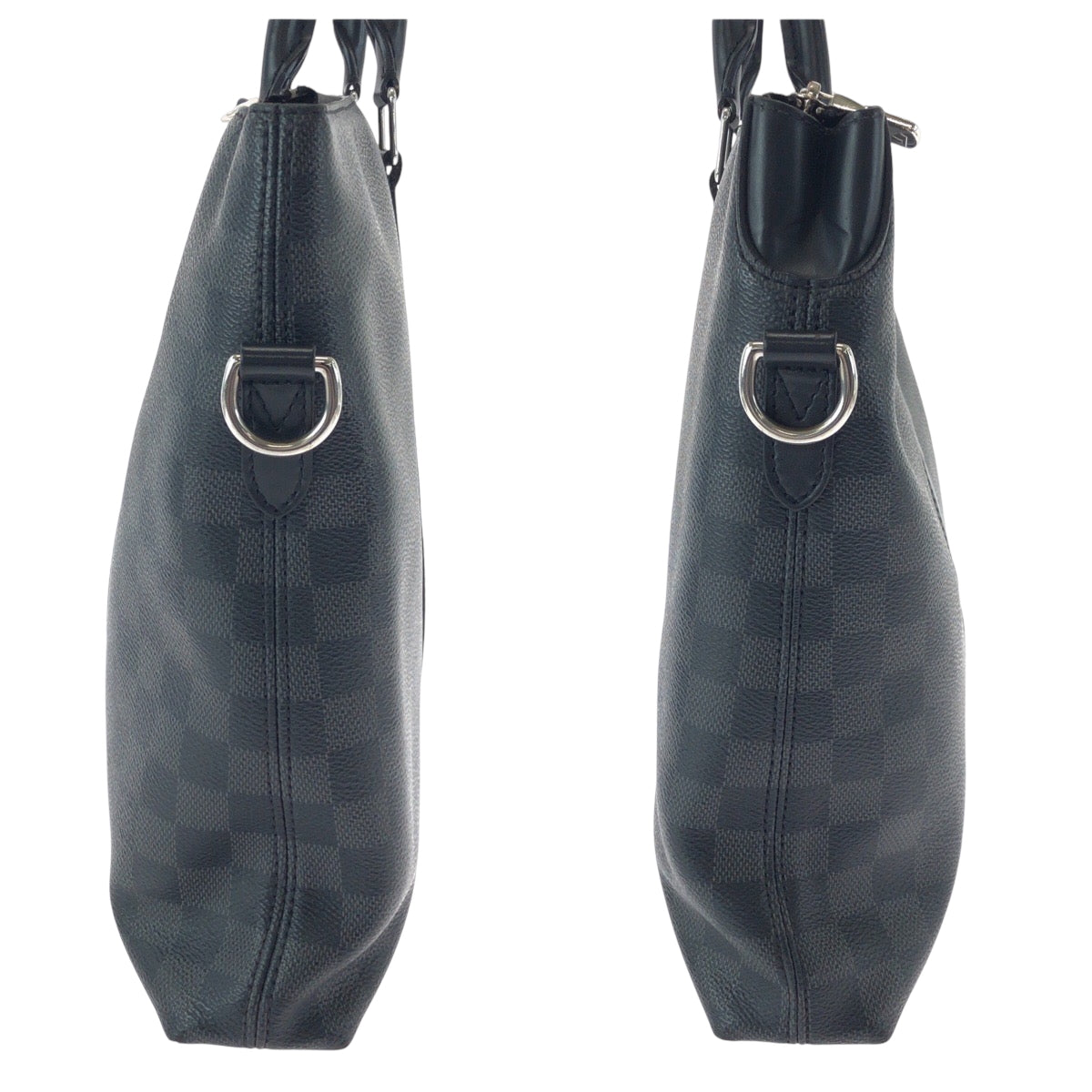 LOUIS VUITTON Business bag N40024 PVC Black Black Gray SilverMetal Shoulder Bag Business Bag 2way Damier Graphite Anton mens Used Authentic