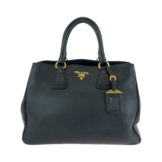 PRADA Tote Bag BN2794 leather Black GoldMetal Tote Bag Handbag Shoulder Bag Vittero Dyno logo Women Used Authentic
