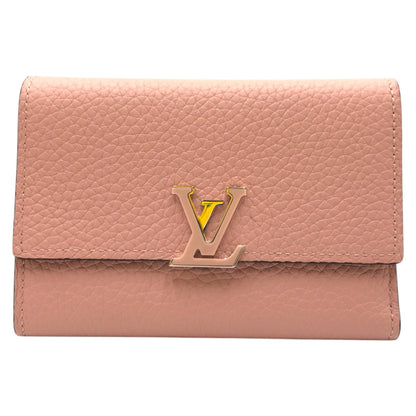 LOUIS VUITTON Tri-fold wallet M62156 leather Pink magnolia Tri-fold wallet Compact wallet Taurillon Clemence Portefeuille Capsine Women Used Authentic