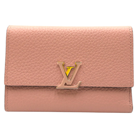 LOUIS VUITTON Tri-fold wallet M62156 leather Pink magnolia Tri-fold wallet Compact wallet Taurillon Clemence Portefeuille Capsine Women Used Authentic