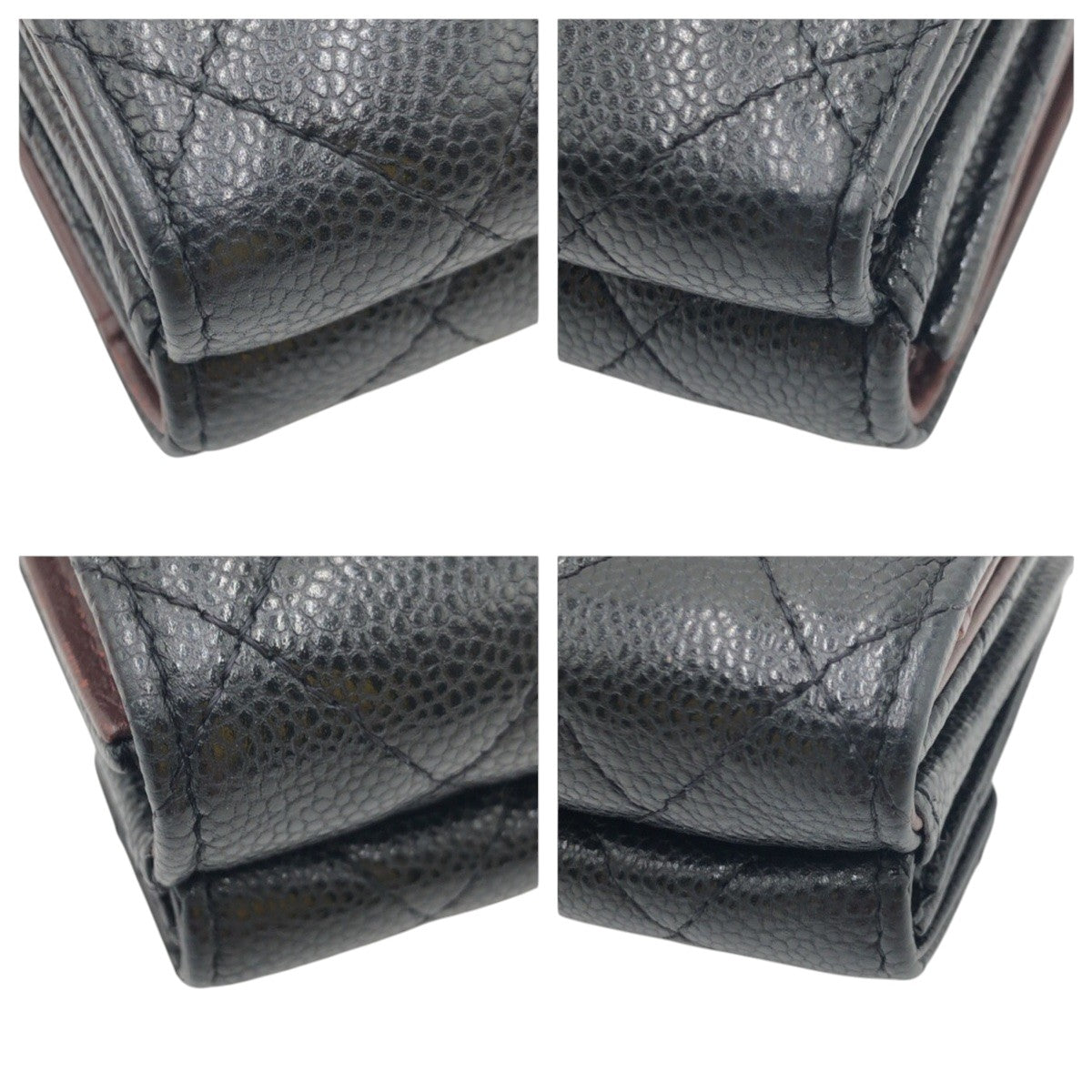 CHANEL Tri-fold wallet leather Black black Tri-fold wallet Compact wallet Matrasse COCO Mark Women Used Authentic