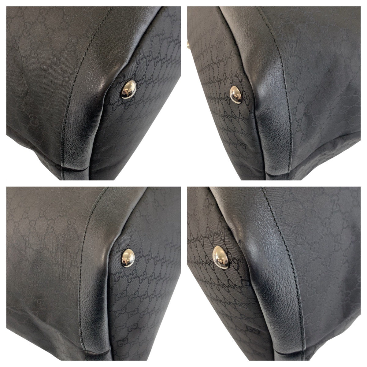 GUCCI Shoulder Bag 105669 GG canvas, leather Black SilverMetal Shoulder Bag Boston Duffel bag mens Used Authentic