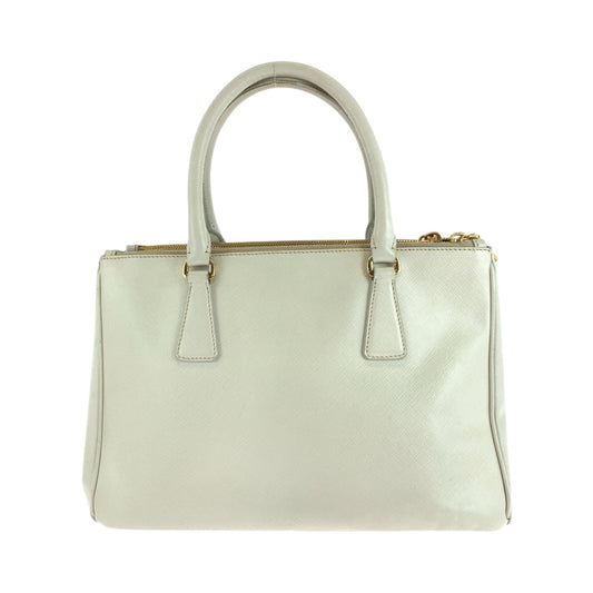 PRADA Tote Bag BN2863 leather White GoldMetal Tote Bag Shoulder Bag Handbag 2way Saffiano Galleria Triangle With logo Women Used Authentic