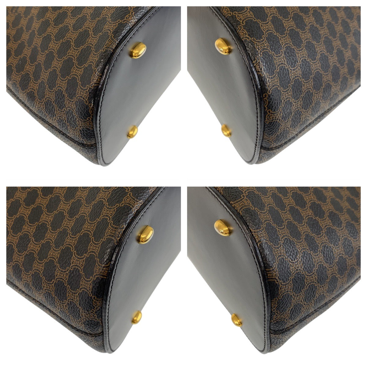 CELINE Handbag MC96 PVC, Leather Brown Black Gold Metal Macadam Women Used Authentic