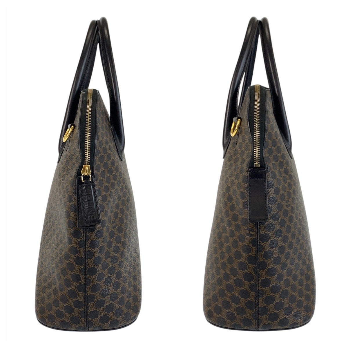 CELINE Handbag MC96 PVC, Leather Brown Black Gold Metal Macadam Women Used Authentic