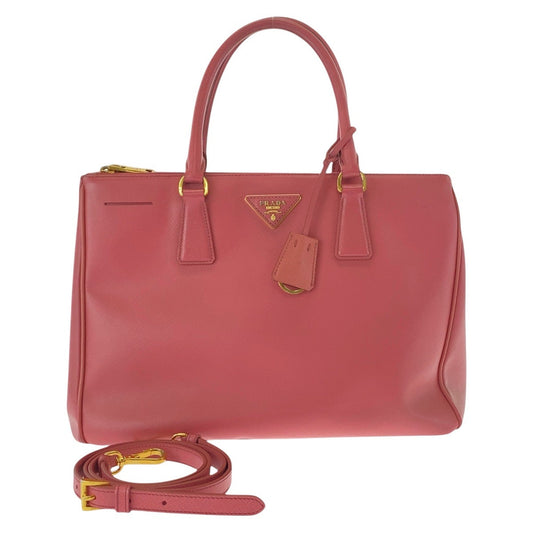 PRADA Tote Bag leather Pink Gold Metal Tote Bag Handbag Shoulder Bag 2WAY Safiano Women Used Authentic