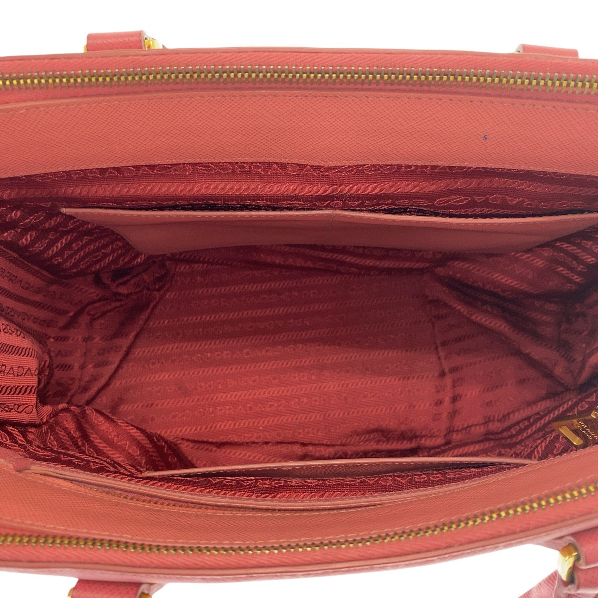 PRADA Tote Bag leather Pink Gold Metal Tote Bag Handbag Shoulder Bag 2WAY Safiano Women Used Authentic