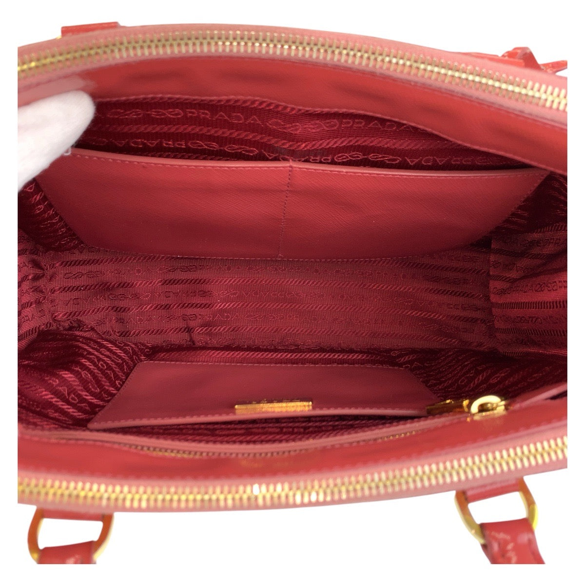 PRADA Handbag leather Pink Gold Metal Handbag Tote Bag Shoulder Bag 2way Safiano Women Used Authentic