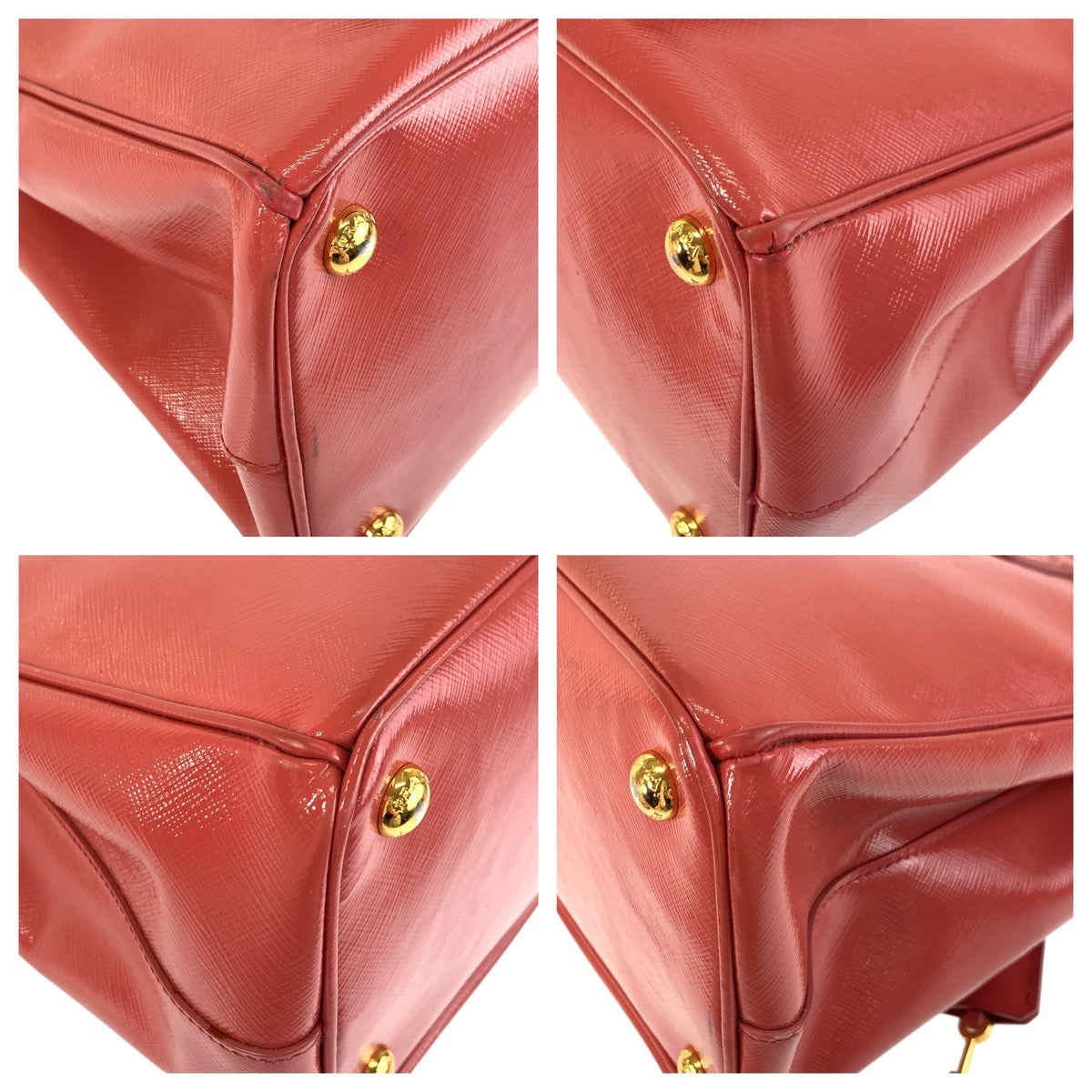 PRADA Handbag leather Pink Gold Metal Handbag Tote Bag Shoulder Bag 2way Safiano Women Used Authentic