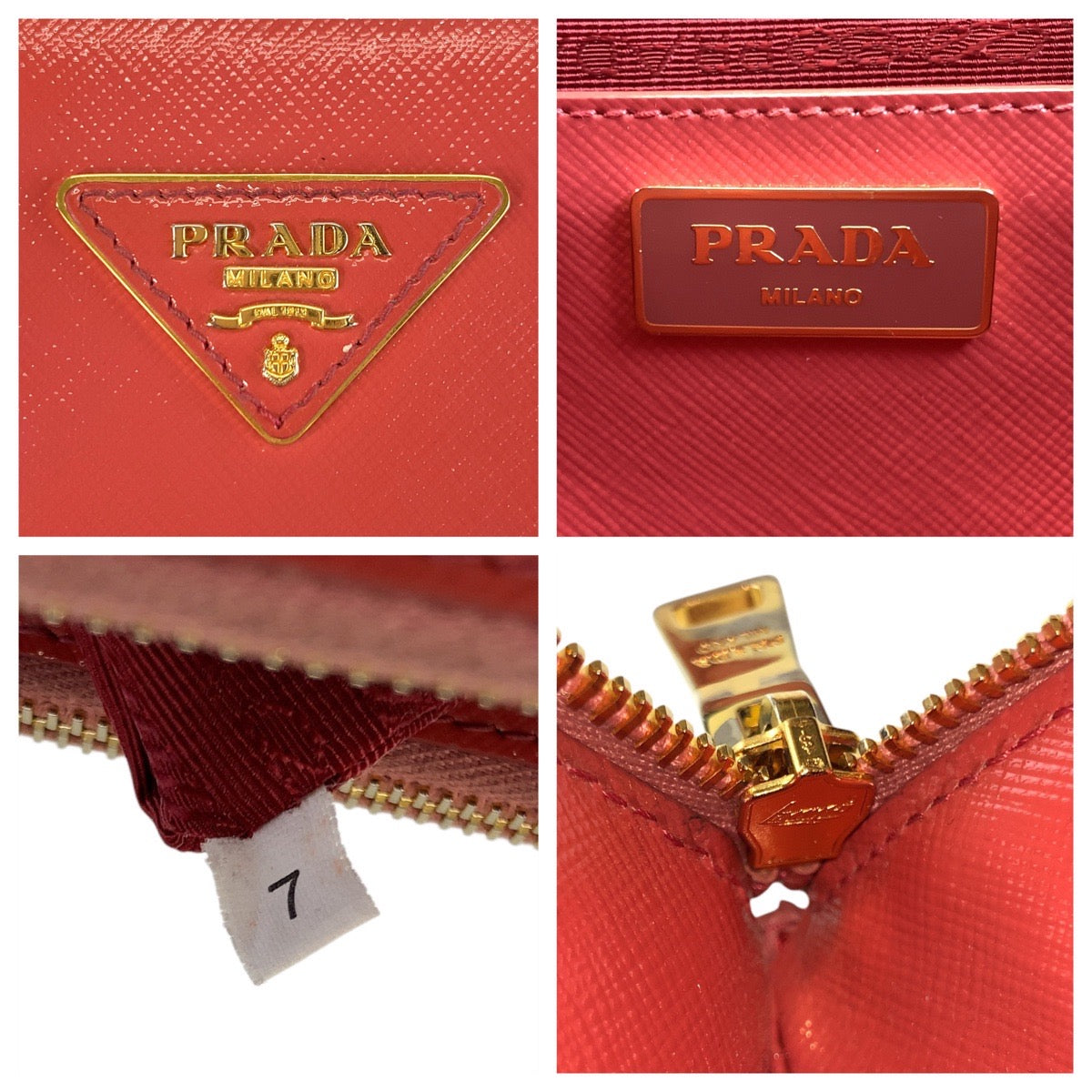 PRADA Handbag leather Pink Gold Metal Handbag Tote Bag Shoulder Bag 2way Safiano Women Used Authentic
